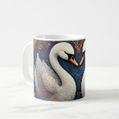 Mug Élégants cygnes par motifs floraux ornés (Devant gauche)