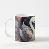 Mug Élégants cygnes par motifs floraux ornés (Gauche)