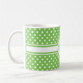 Mug Élégants Pois blancs sur Monogramme vert (Gauche)