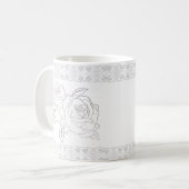 Mug Élégants Roses D'Argent Et Broderie De Dentelles (Devant gauche)