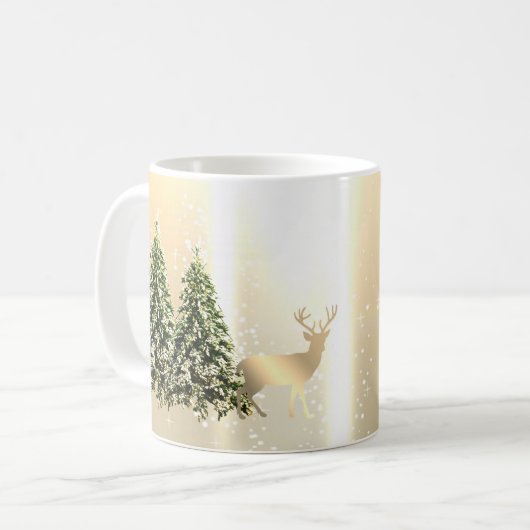 Mug Élégants,Sapins de Style,Père Noël Rennes (Devant gauche)