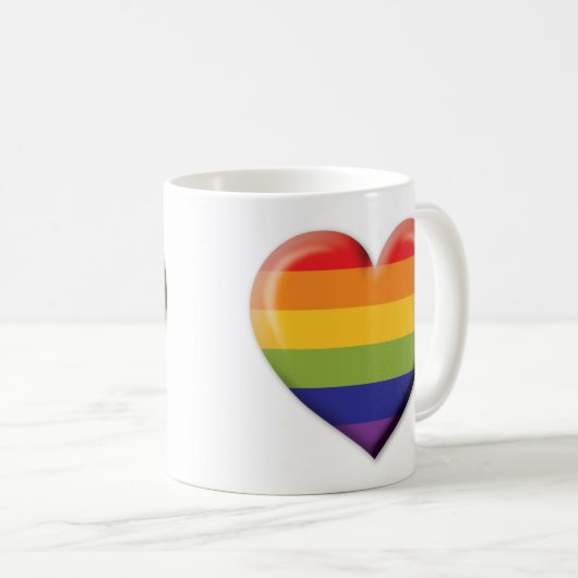 Mug Elelgant minimaliste Rainbow Heart Design (Devant droit)