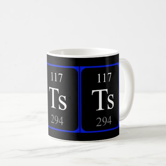 Mug Élément 117 - Tennessine noir (Devant droit)