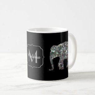 Mug Élément de mosaïque argent scintillant éléphant Mo