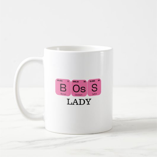 Mug Élément de table périodique rose Boss Lady (Gauche)