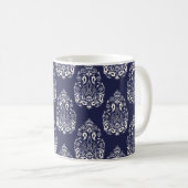 Mug élément motif transparent damassé bleu (Devant droit)