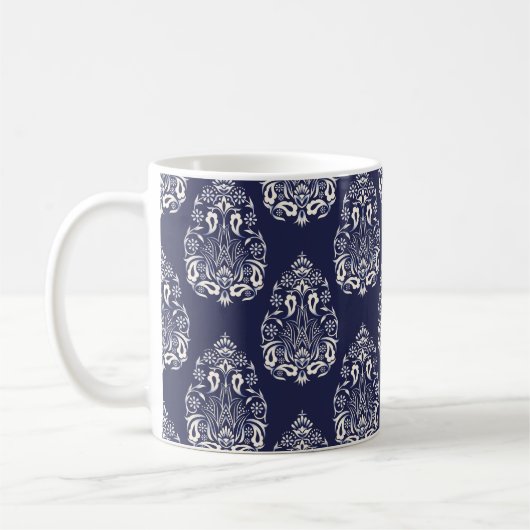 Mug élément motif transparent damassé bleu (Gauche)