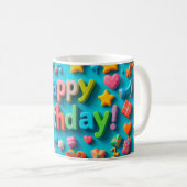 Mug Éléments colorés de célébration d'anniversaire (Devant droit)