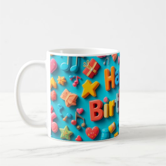 Mug Éléments colorés de célébration d'anniversaire (Gauche)