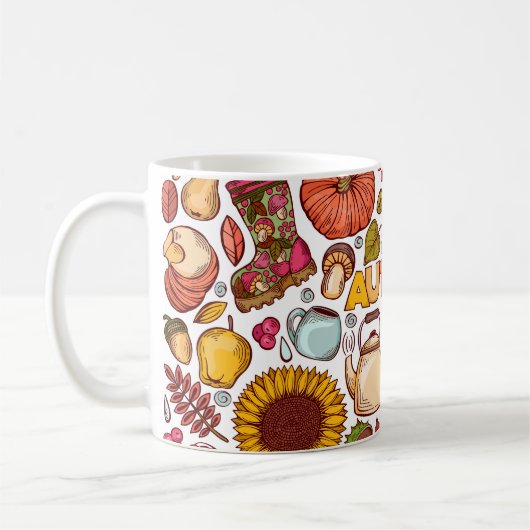 Mug Eléments d'automne mignons tirés à la main (Gauche)