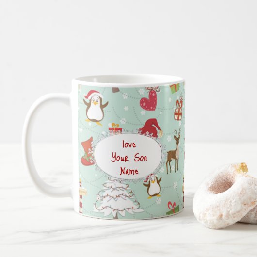 Mug Éléments de Noël Elfes rennes (Avec donut)