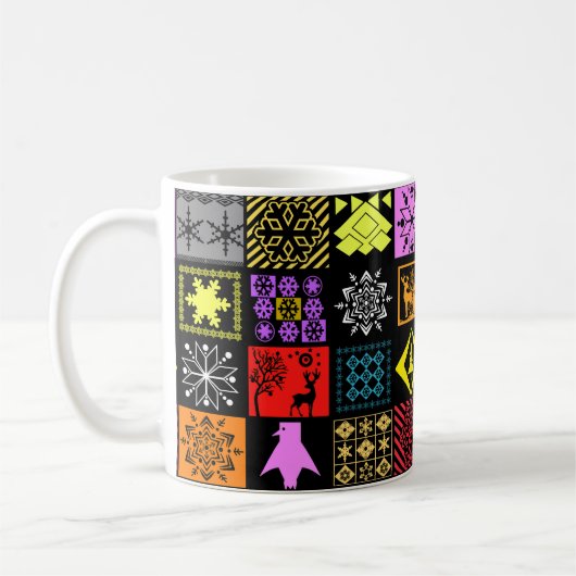 Mug Éléments de Noël sans couture flocon de neige géom (Gauche)