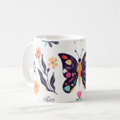 Mug Eléments de printemps Papillons Oiseaux Fleurs (Devant gauche)