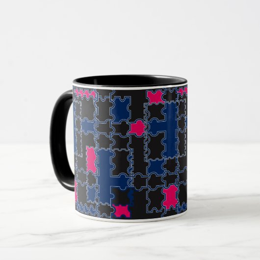 Mug Éléments de puzzles abstraits patchwork géométr (Devant gauche)