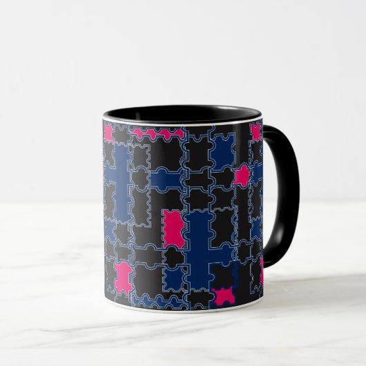 Mug Éléments de puzzles abstraits patchwork géométr (Devant droit)