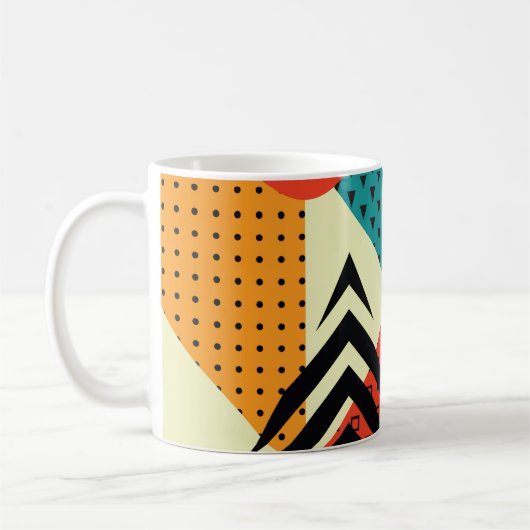 Mug Eléments géométriques tendance, Style Rétro. (Gauche)