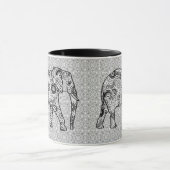 Mug Éléphale tourbillon fractal - gris, noir et blanc (Centre)