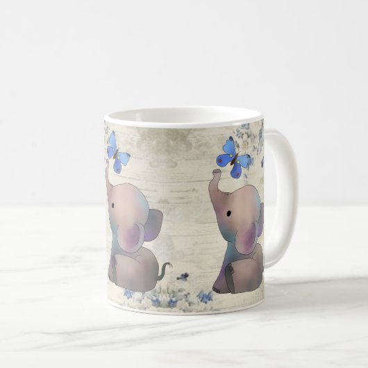 Mug Éléphant avec papillon (Devant droit)