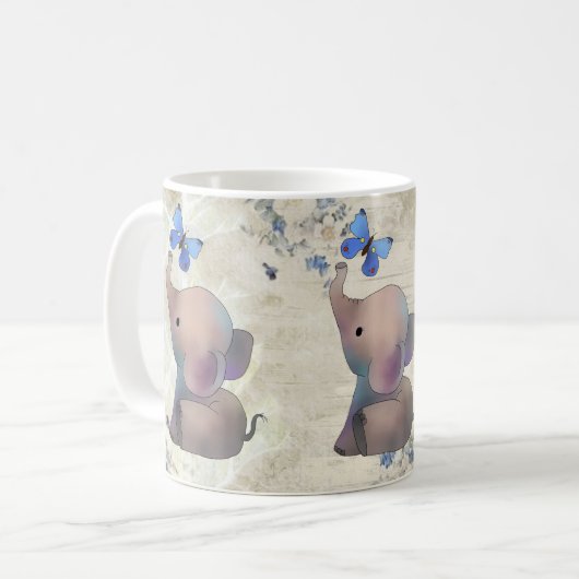 Mug Éléphant avec papillon (Devant gauche)