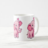 Mug Eléphant Bébé Rose Cute Avec Amour (Devant droit)