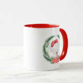 Mug Eléphant blanc mignon à Noël vert (Devant droit)