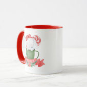 Mug Eléphant blanc mignon à Noël vert (Devant gauche)