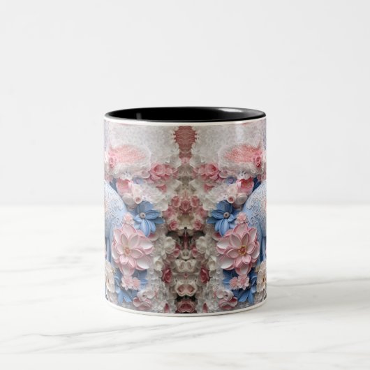 Mug Eléphant Bleu 3D avec fleurs (Centre)