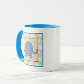 Mug Eléphant bleu avec Pois blancs (Devant gauche)