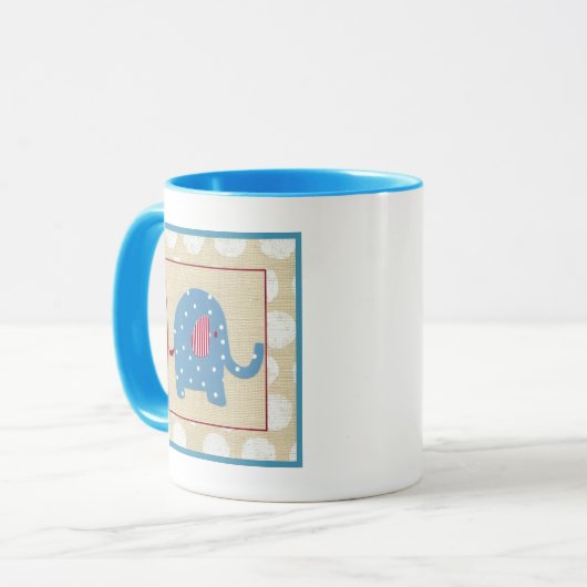 Mug Eléphant bleu avec Pois blancs (Devant gauche)