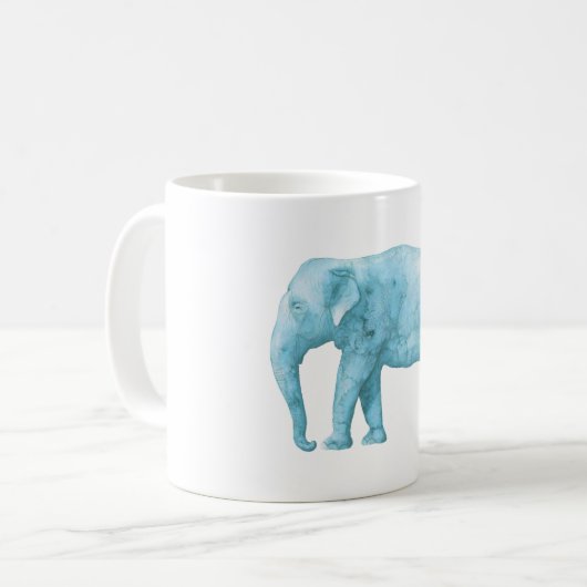 Mug Eléphant bleu clair dans l'aquarelle (Devant gauche)