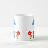 Mug Eléphant Bleu Cute Avec Fleurs Rouges (Centre)