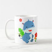 Mug Eléphant Bleu Cute Avec Fleurs Rouges (Gauche)