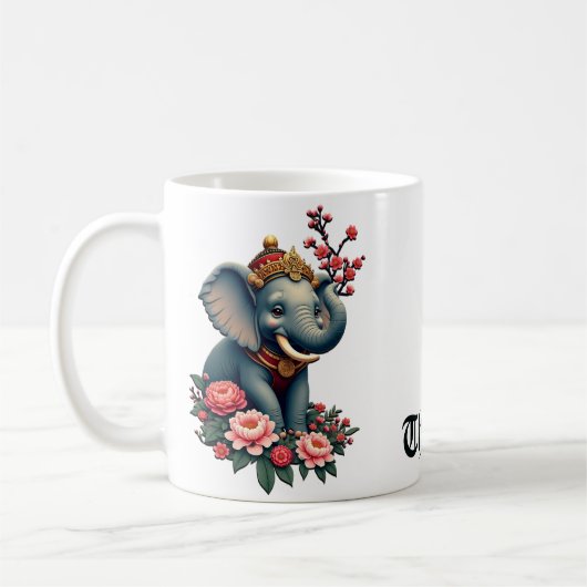 Mug Eléphant dans une mer de fleurs (Gauche)