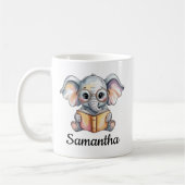 Mug Éléphant de bébé mignon lisant un livre personnali (Gauche)