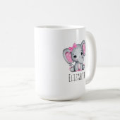 Mug Eléphant de bébé rose mignon avec oreilles Poka Do (Devant droit)