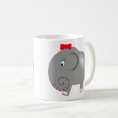 Mug Eléphant de fille avec mât rouge mou (Devant droit)
