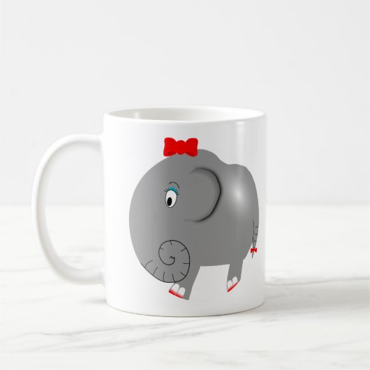 Mug Eléphant de fille avec mât rouge mou (Gauche)