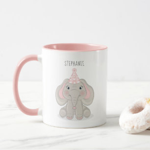 Mug Elephant en Casquette de fête d'anniversaire café
