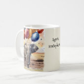 Mug Elephant et ballons Jouer sur des mots Anniversair (Devant gauche)