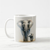 Mug Eléphant et bébé africain majestueux en aquarelle (Gauche)