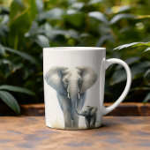 Mug Eléphant et bébé africain majestueux en aquarelle