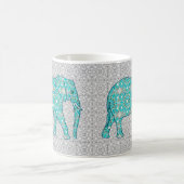 Mug Eléphant fleur Mandala - turquoise, gris & blanc (Centre)