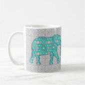 Mug Eléphant fleur Mandala - turquoise, gris & blanc (Gauche)