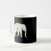 Mug Eléphant Fleur Silhouette Cute Safari (Devant gauche)
