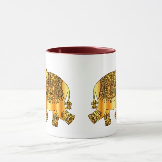 Mug Éléphant fleuri avec le tronc augmenté pour la (Centre)