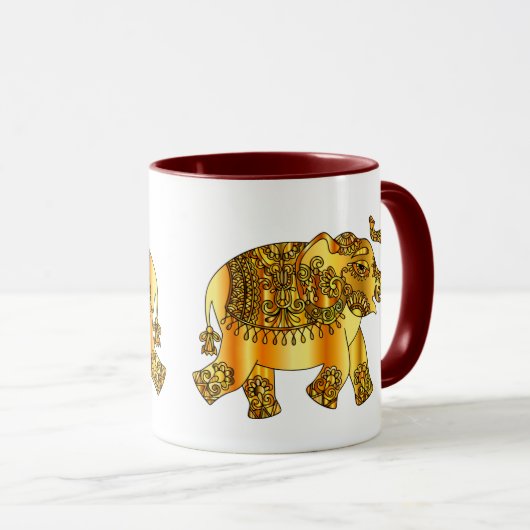 Mug Éléphant fleuri avec le tronc augmenté pour la (Devant droit)