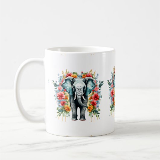 Mug Eléphant floral coloré (Gauche)