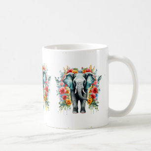 Mug Eléphant floral coloré