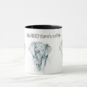 Mug Eléphant Herd Ink dessin et un Dit Drôle (Centre)