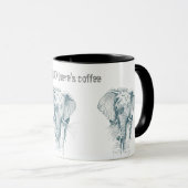 Mug Eléphant Herd Ink dessin et un Dit Drôle (Devant droit)